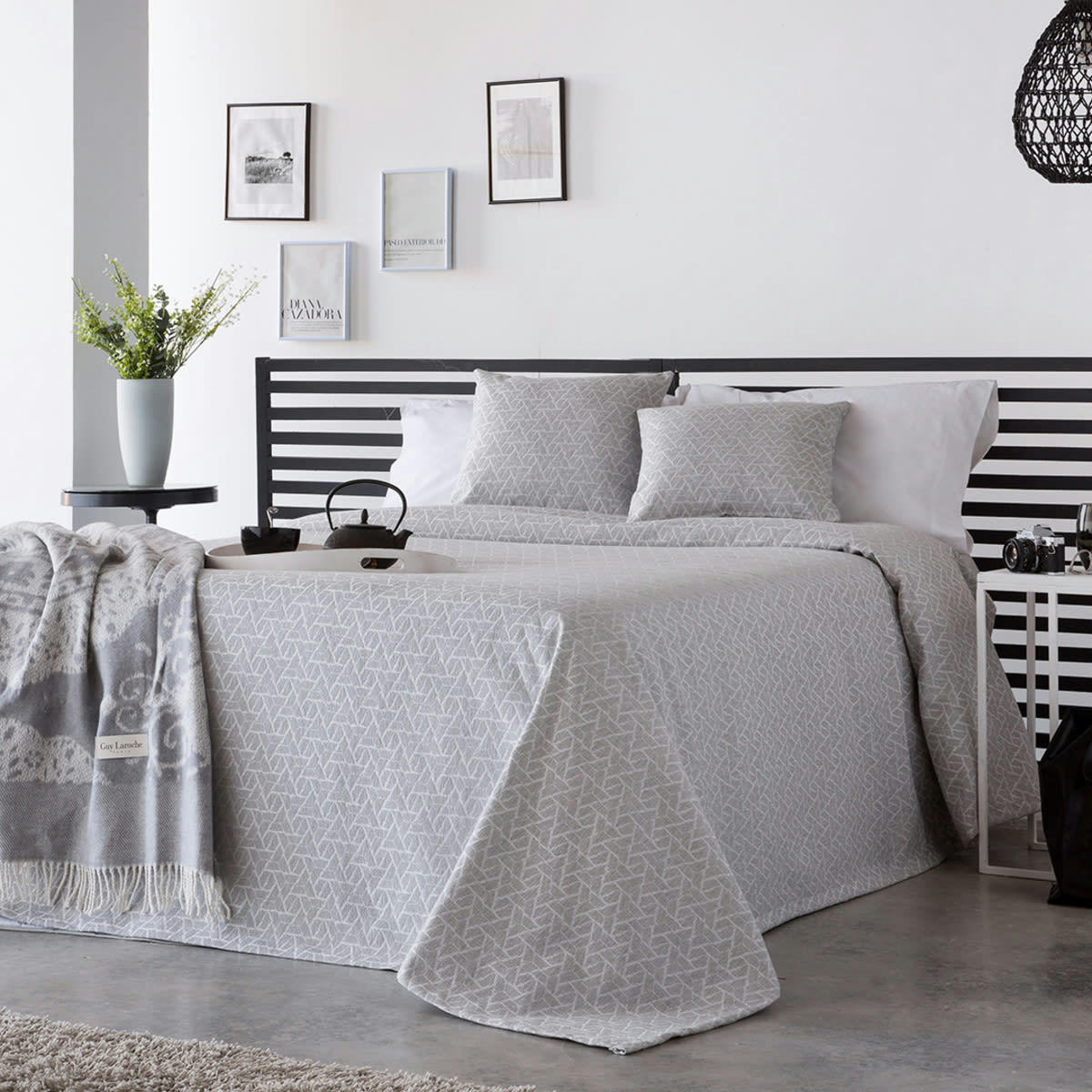 CO BRENTAC - Couvre-lit jacquard 180x270 cm gris