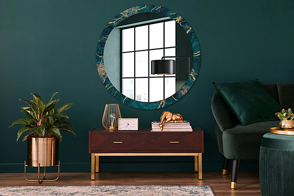 Miroir Circulaire avec Cadre Imprimé Décoratif Tulup 100 cm - 86 cm Marbre Vert