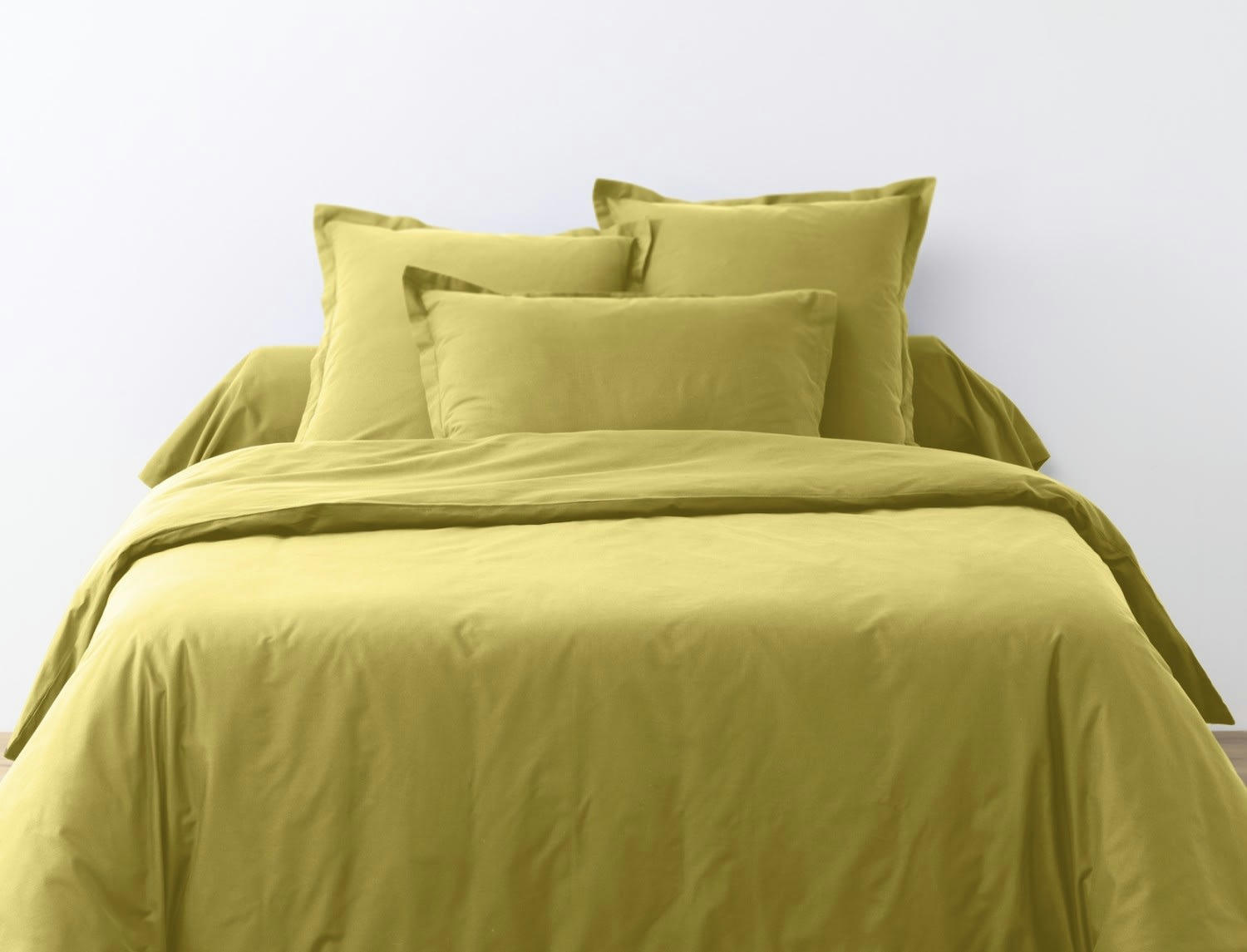 UNI BP - Parure housse de couette coton jaune 220x240 cm