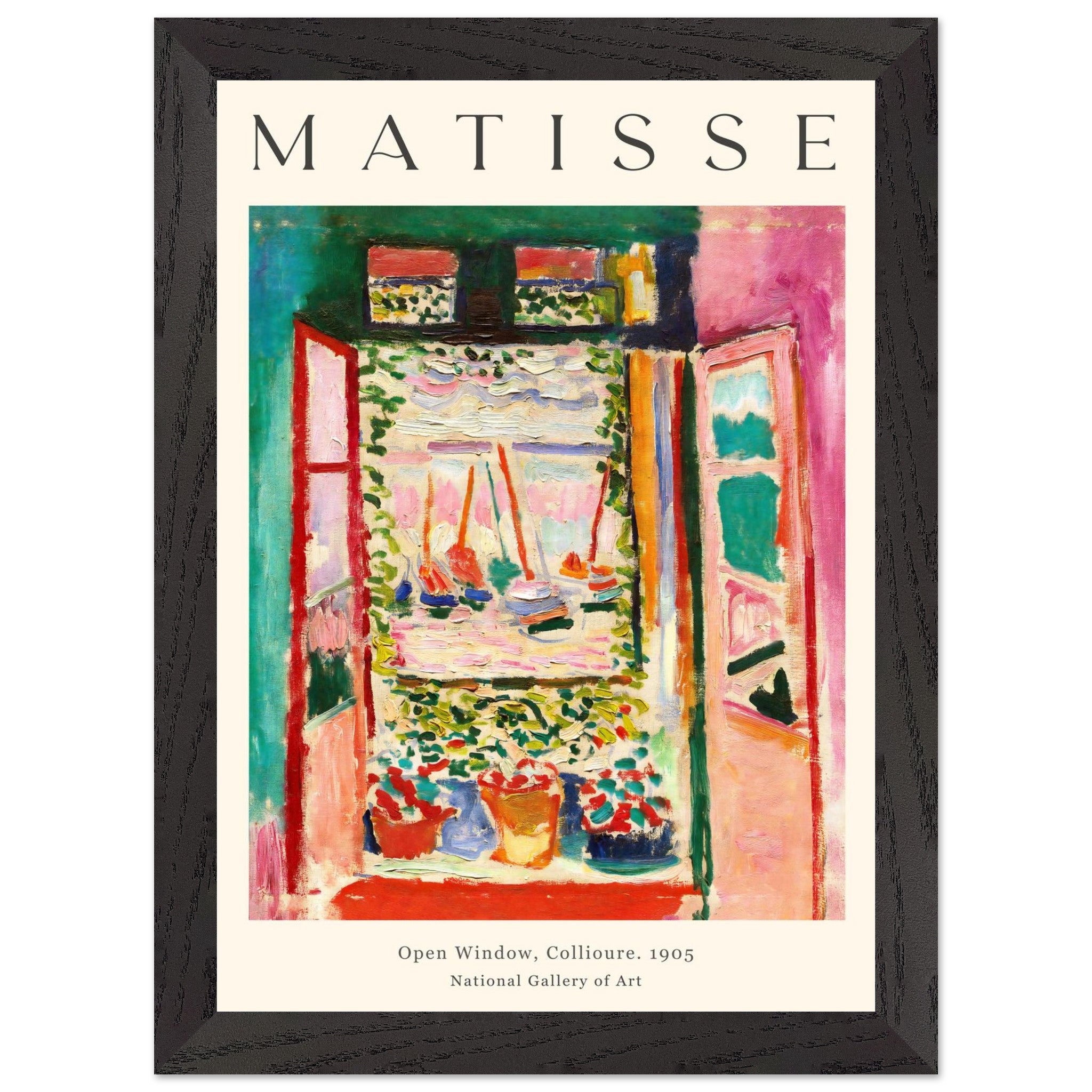 Artfulprints Poster met Lijst Matisse - Open window collioure 1905  - A4 21x29.7 cm - Meerkleurig