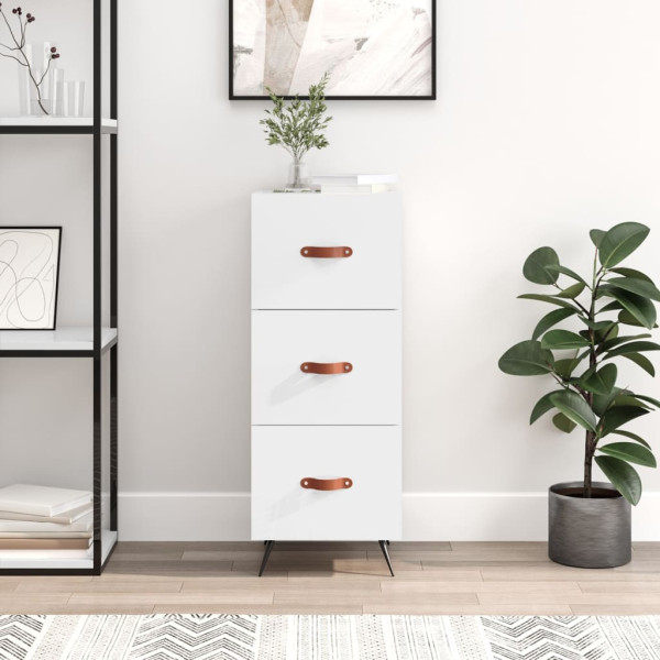 Szafka Biała Połysk z Szufladami 34.5x34x90 cm do Salonu Pokoju