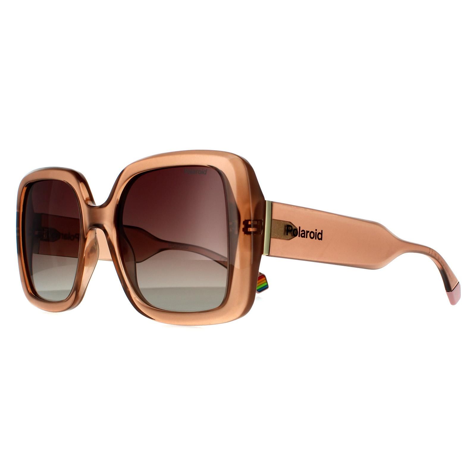 Polaroid Square Beige Brown Gradient Polarized Sunglasses