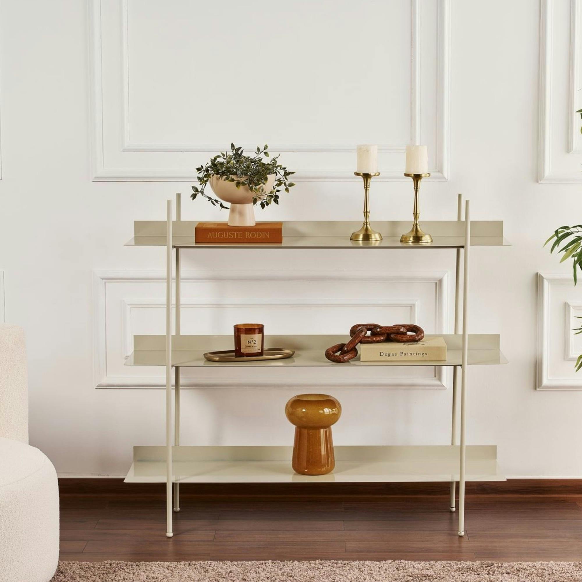 Étagère métal taupe 3 niveaux H 106 cm – esprit loft SFAX