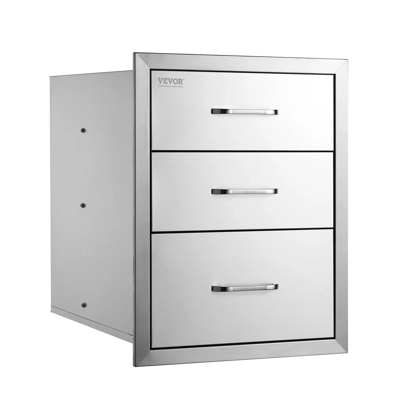 Szuflady BBQ 3x stal nierdzewna 45x58x58 cm z uchwytem chromowanym