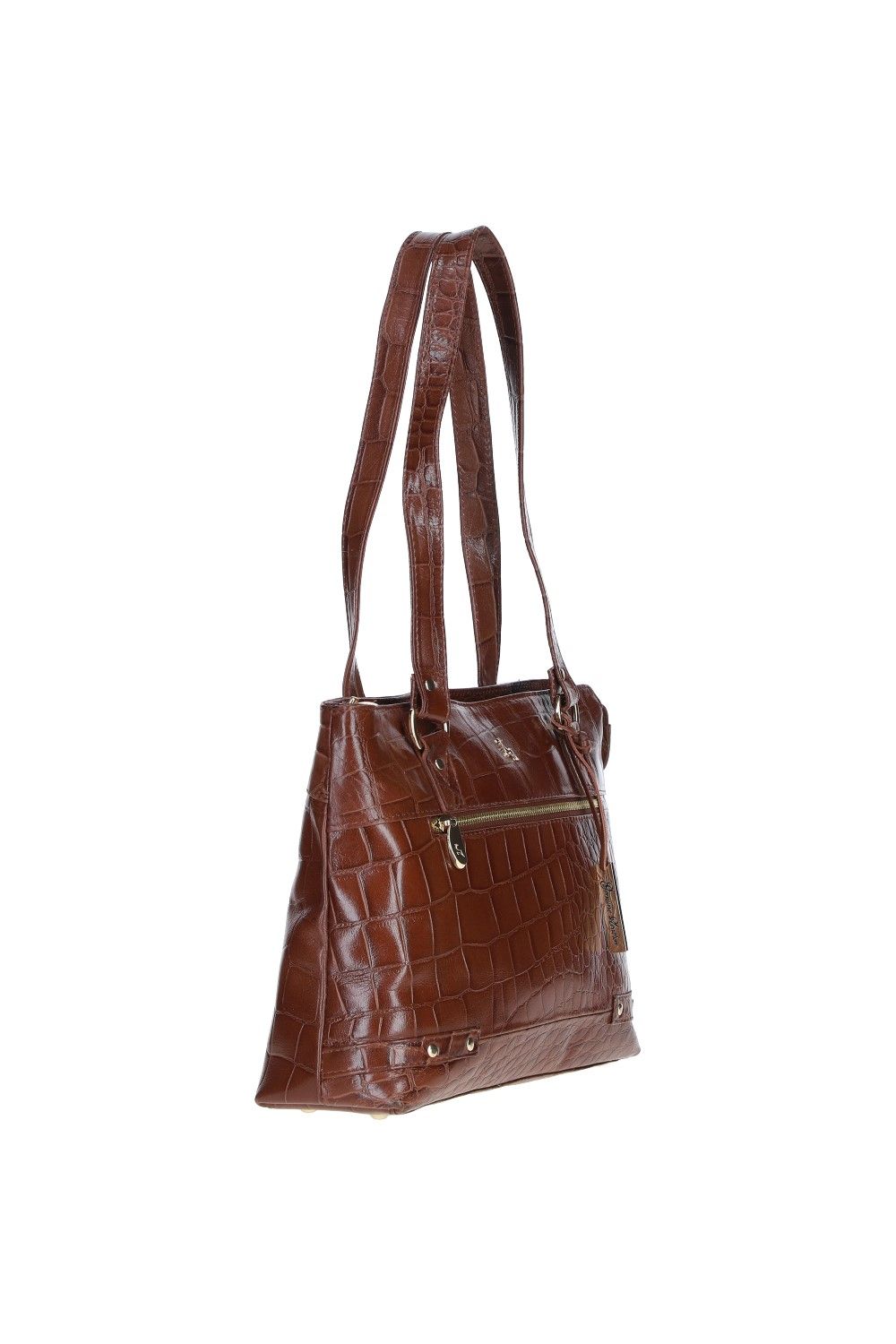 Ashwood Leather Velutto Eleganza' Zip Mid Section Real Leather Shoulder Bag