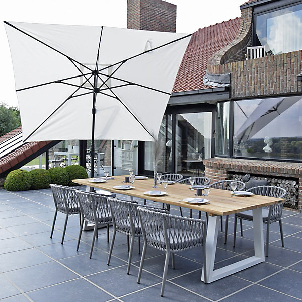 Parasol déporté aluminium noir toile écrue 3x3 m Poseidon