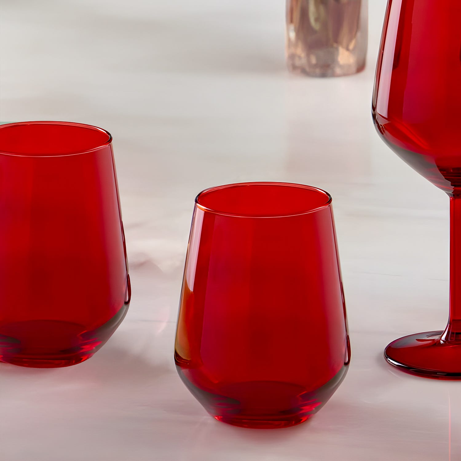 Set 2 bicchieri acqua rossi in vetro Allegra
