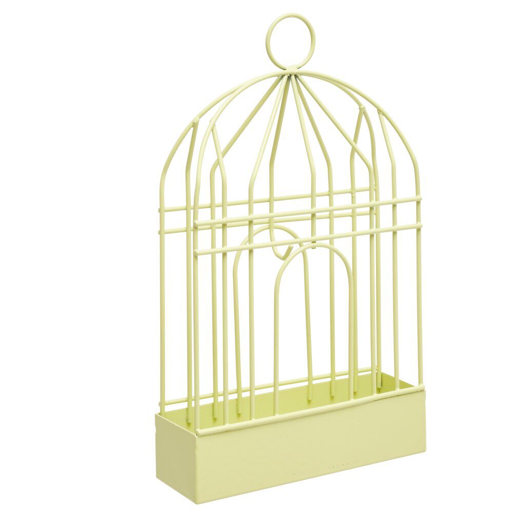 Support cage déco métal jaune pour spirale encens anti-moustique 15x5xH20cm