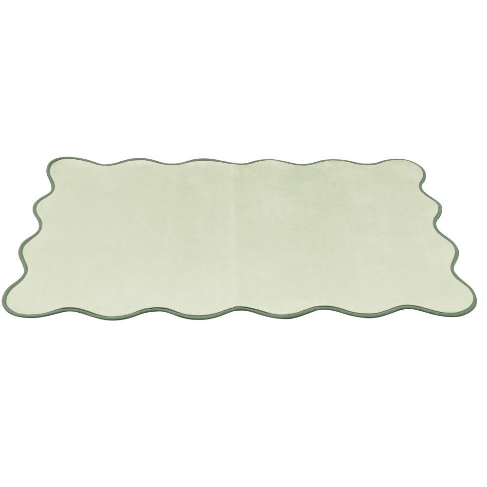 Tapis rectangulaire contour vague Wavy polyester vert 80x120cm