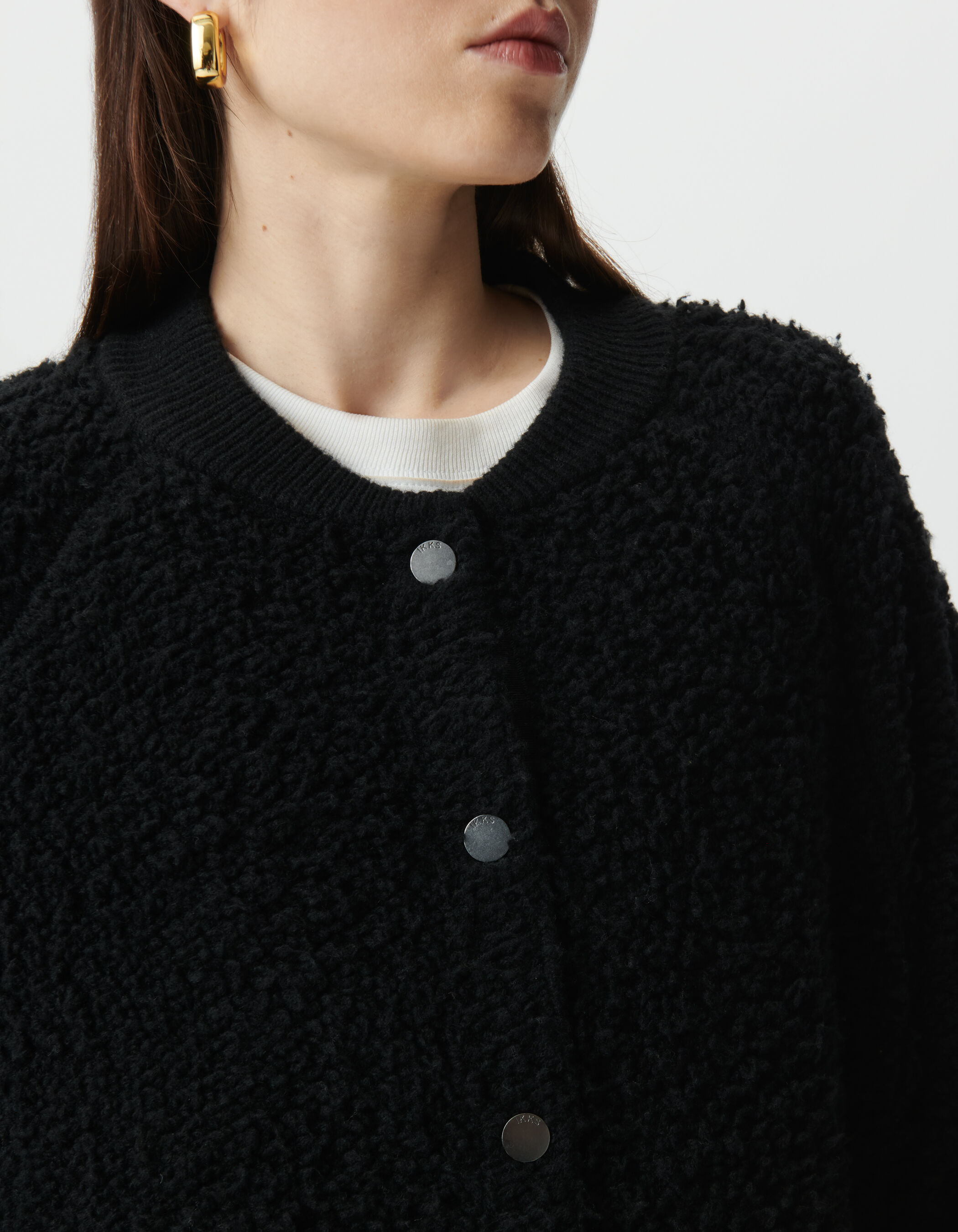 Cardigan blanc maille bouclette Femme