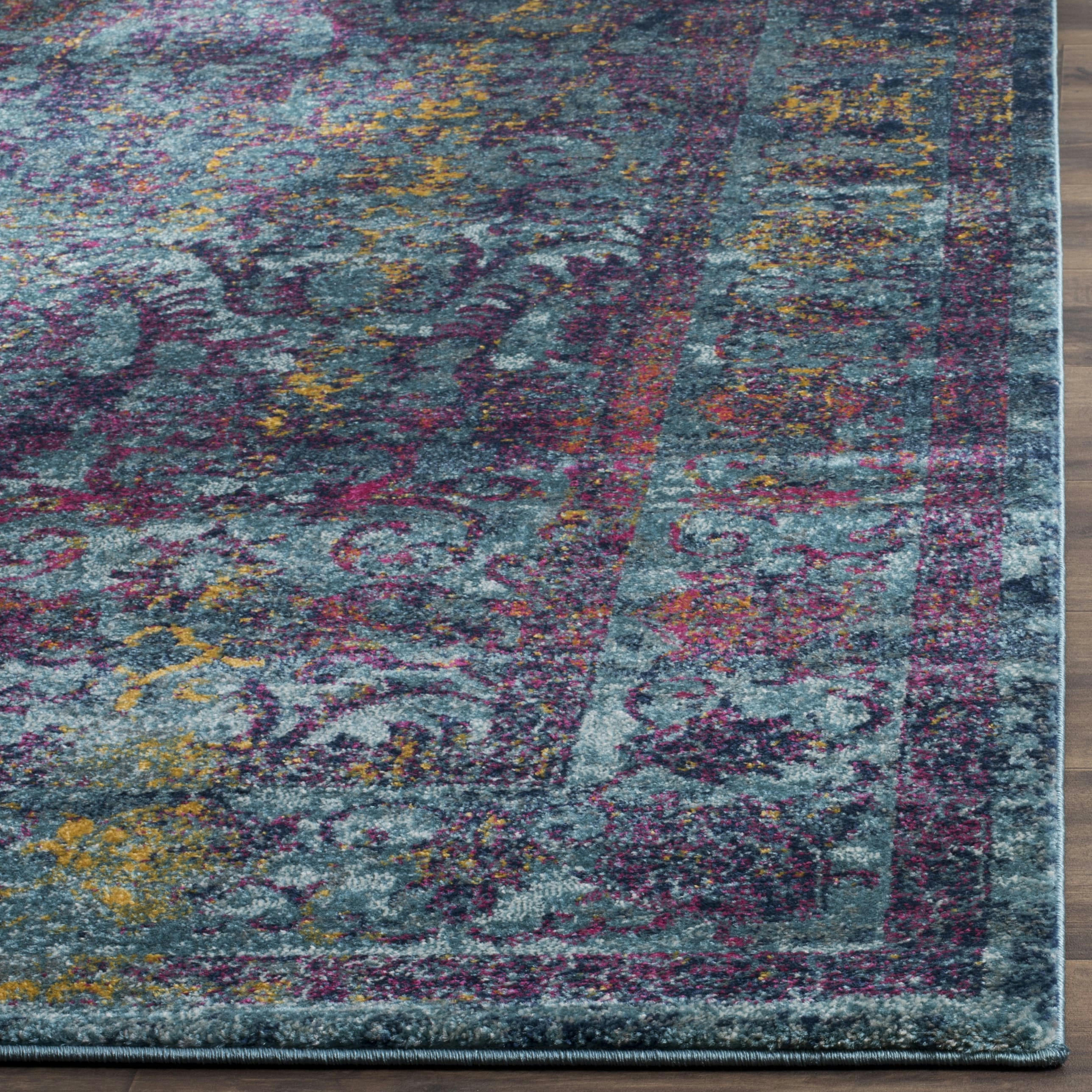 GRANADA - Tapis de salon interieur en bleu & multicolore, 155 x 229 cm