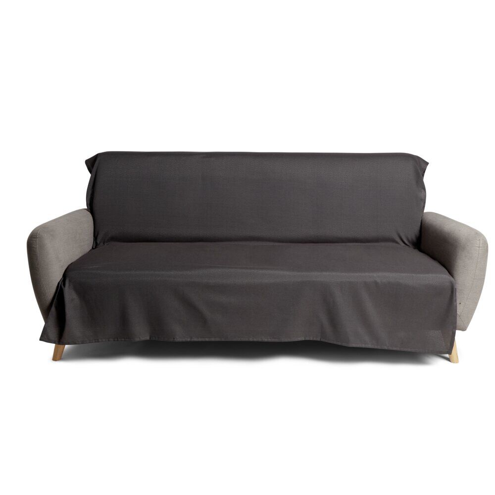 Jeté de canapé 170x250cm polycoton gris foncé