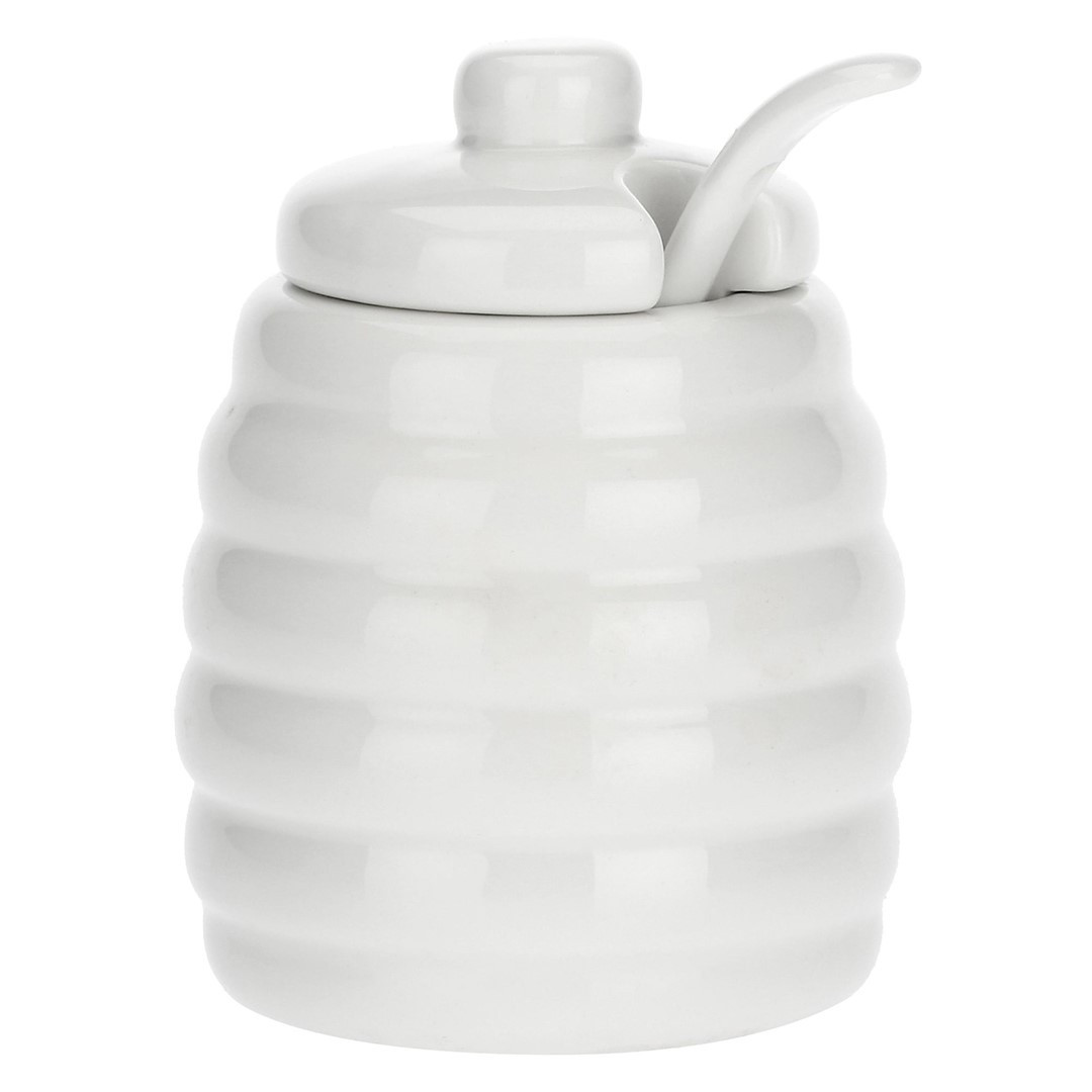 Cukiernica z pokrywką i łyżeczką Menage - Biały, 280 ml