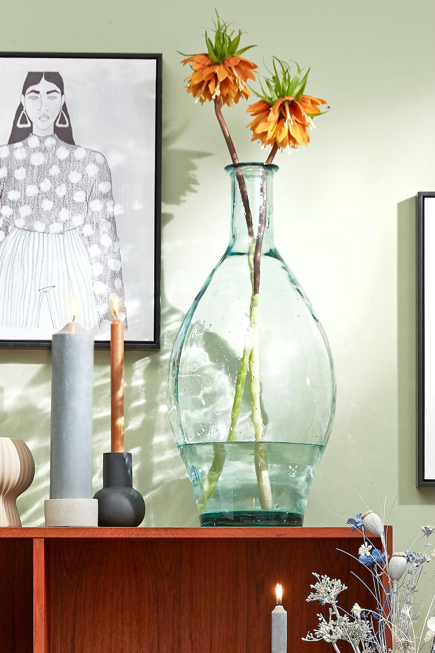 KYARA - Vase bouteille en verre recyclé H60