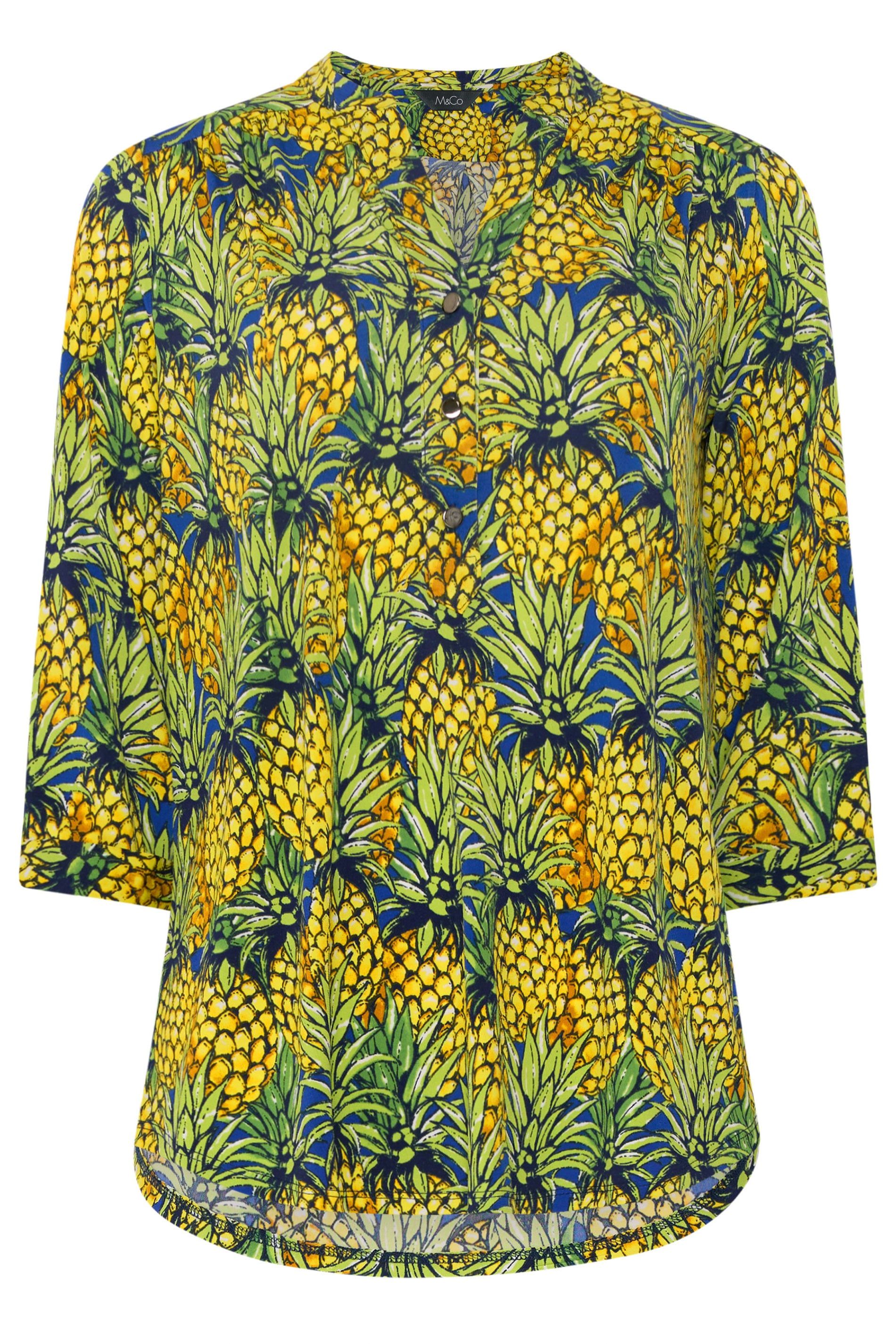 M&Co Pineapple Half Placket Shirt