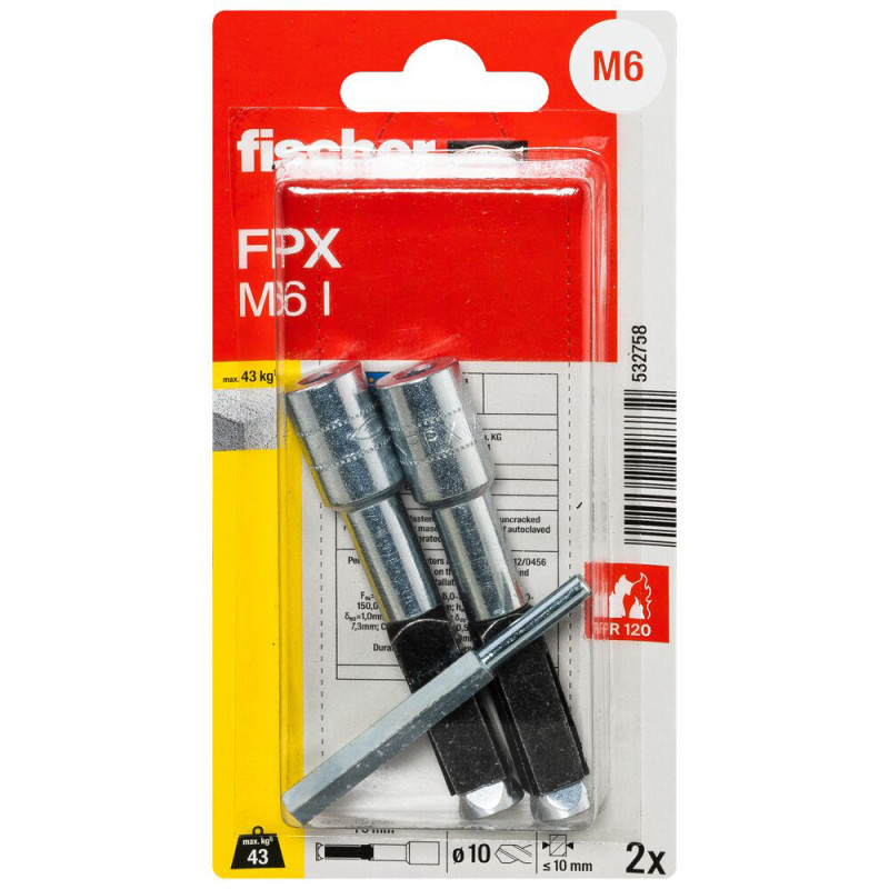 Cheville pour béton cellulaire FPX-I M6 2 pièces