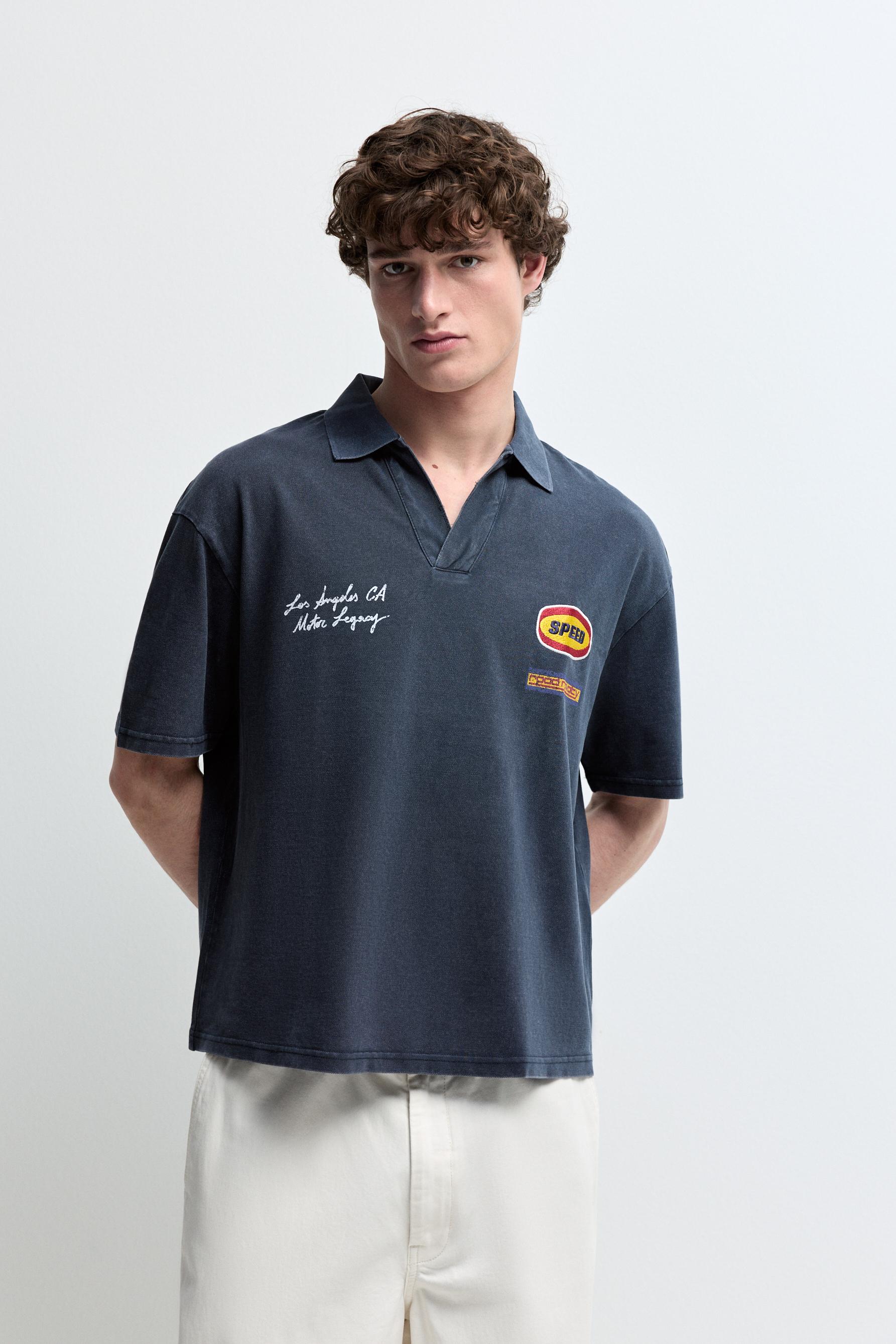 Polo bordado efecto lavado