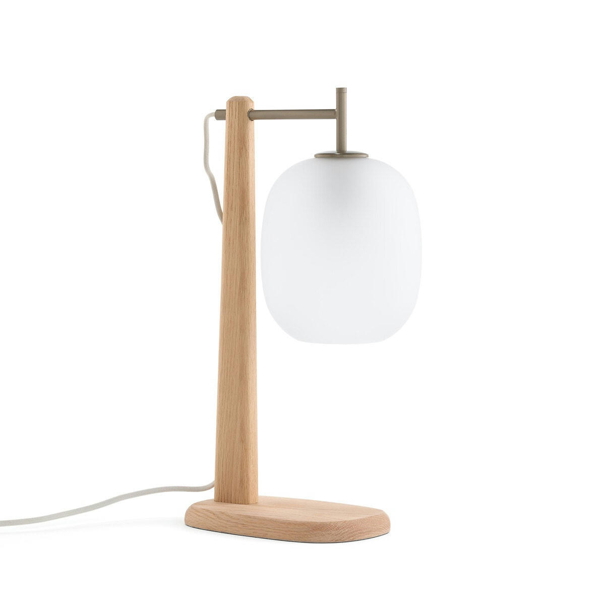 Lampe à poser chêne et verre givré, Navida