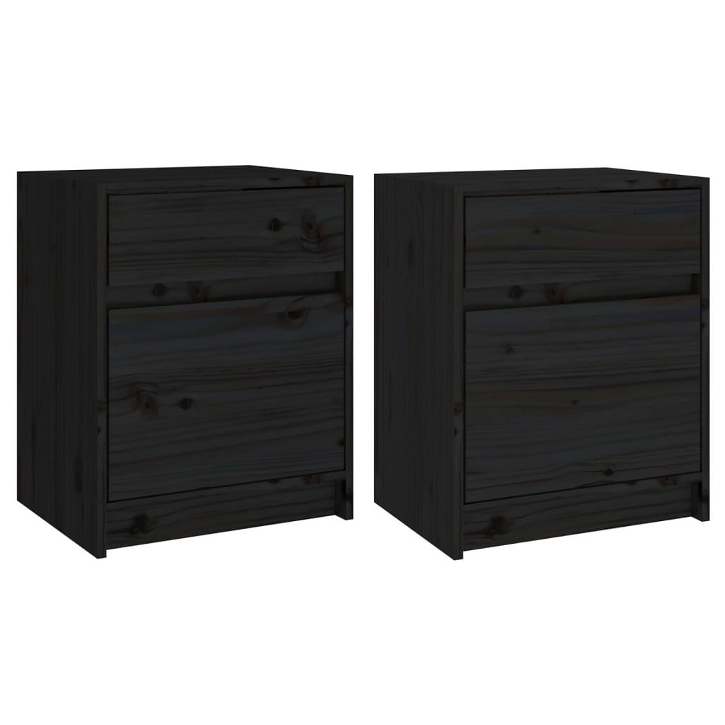 2x Szafka Nocna Stolik Komoda Czarna Do Sypialni 40x31x50 cm