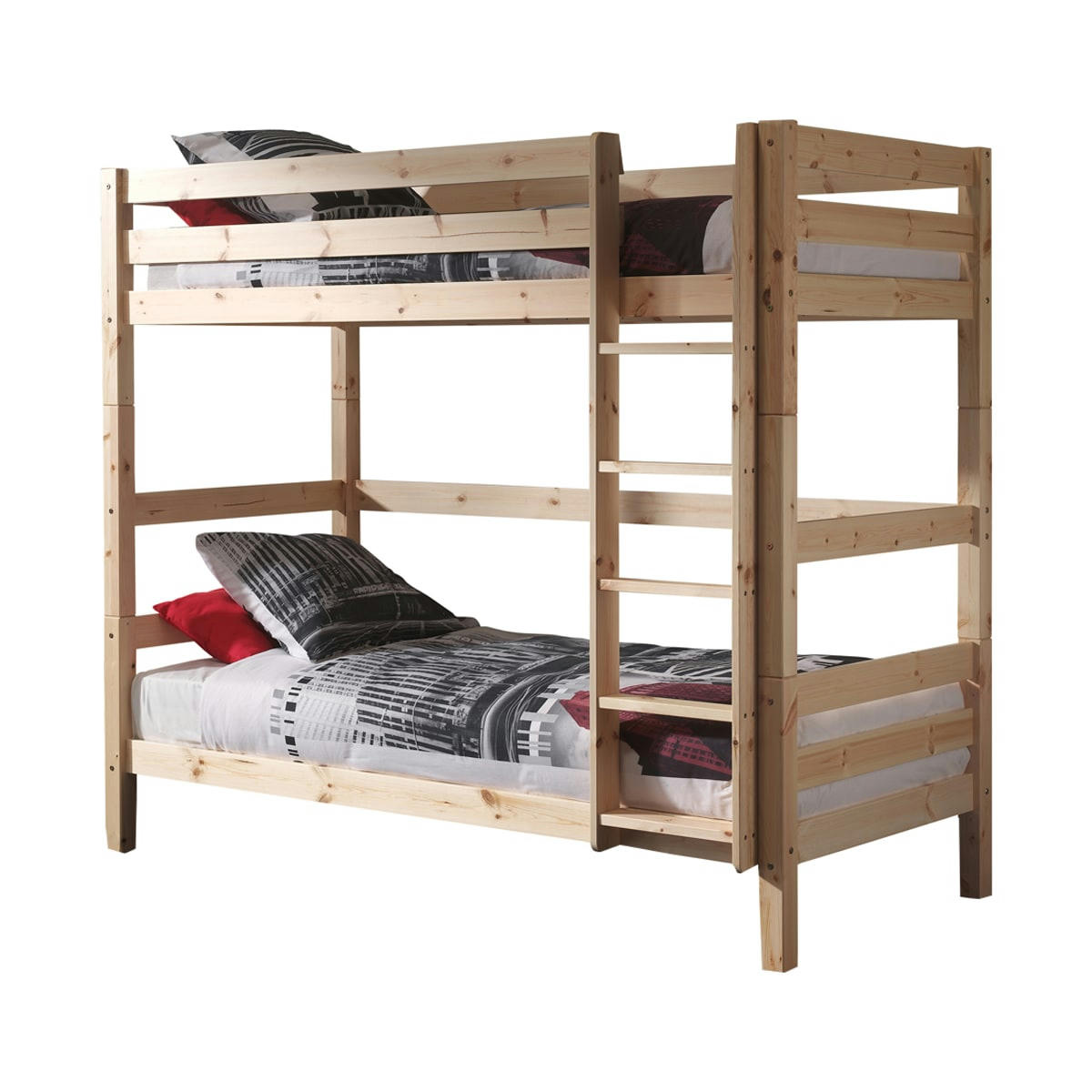 PINO - Lit superposé 90x200 hauteur 180 cm sommier inclus naturel