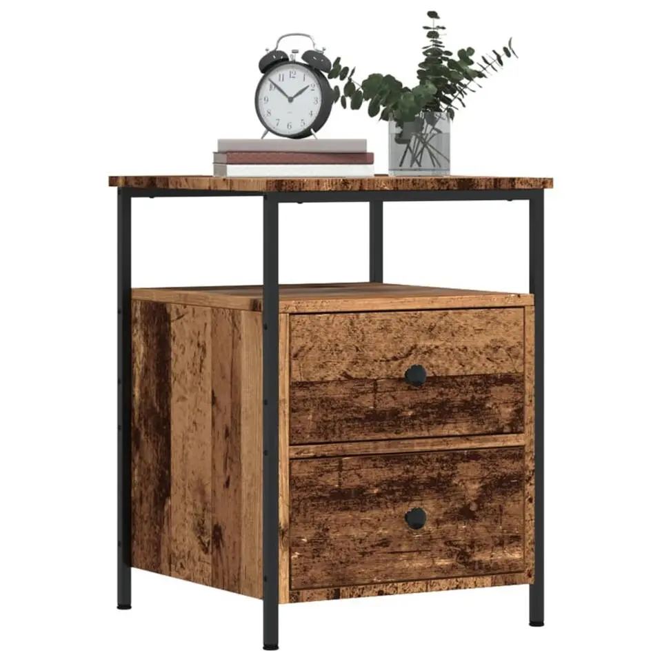 vidaXL - Industrieel Nachtkastjes met 2 lades - Oud hout - 44x45x60 cm - 2 st