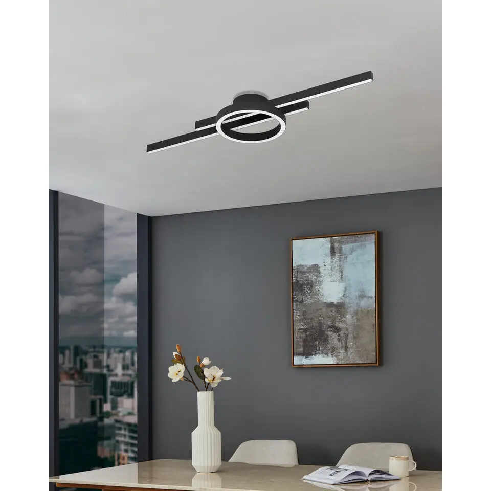 EGLO Amandolo Plafondlamp - LED - 77,5 cm - Zwart/Wit