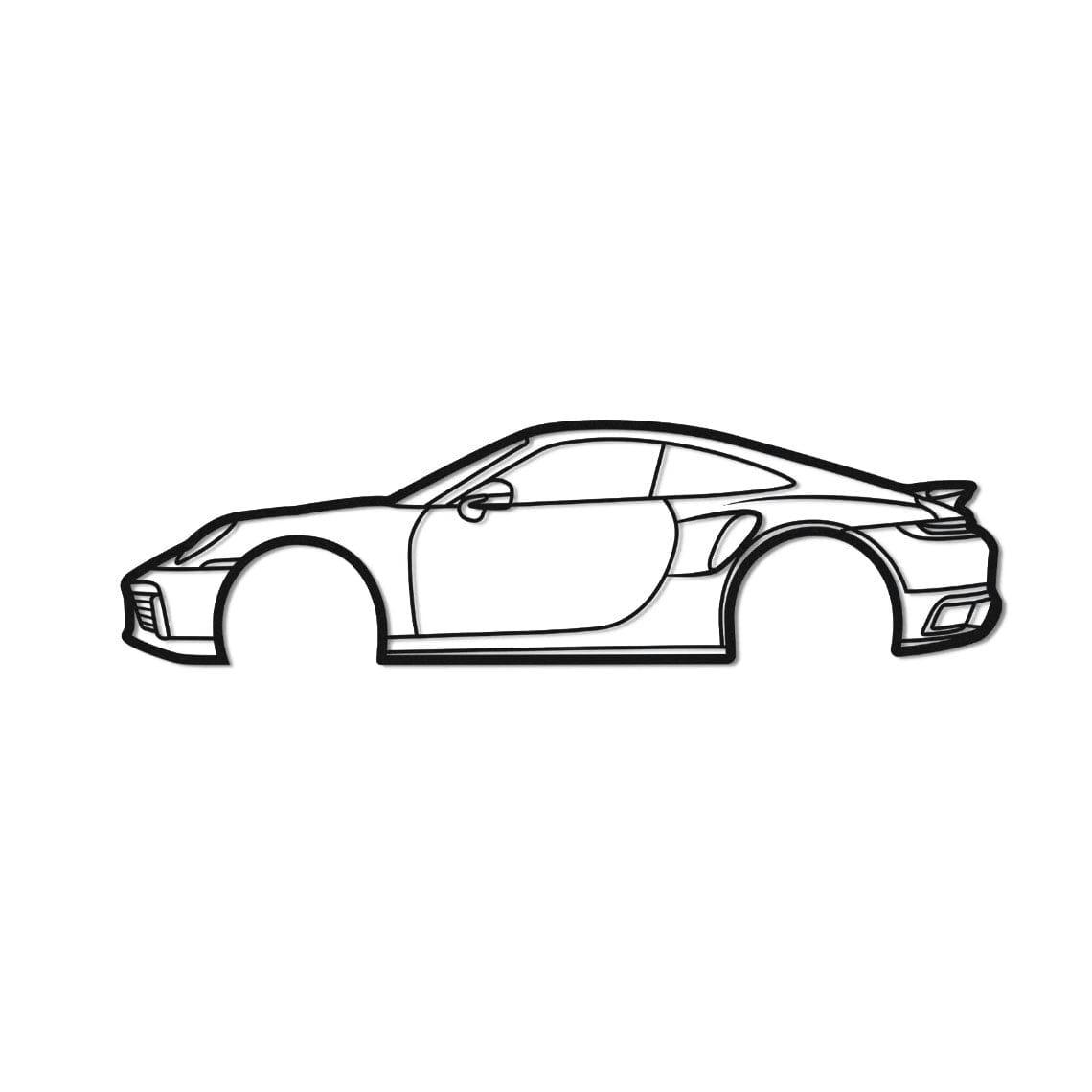 VOITURE - Décoration murale voiture carrera 911 en métal noir 90x25 cm