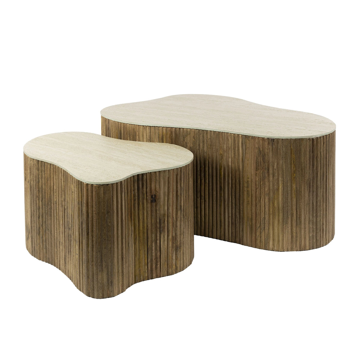 Giga Meubel Salontafel Nuovo - Organisch Beige/Hout - Set van 2