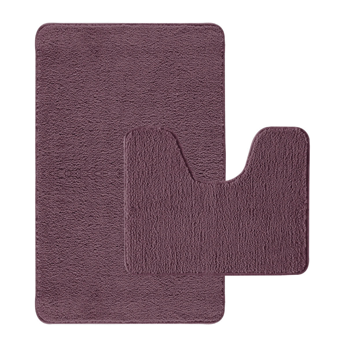 POLYNESIE - Lot de 2 tapis de bain polyester  50x80cm +  contour violet