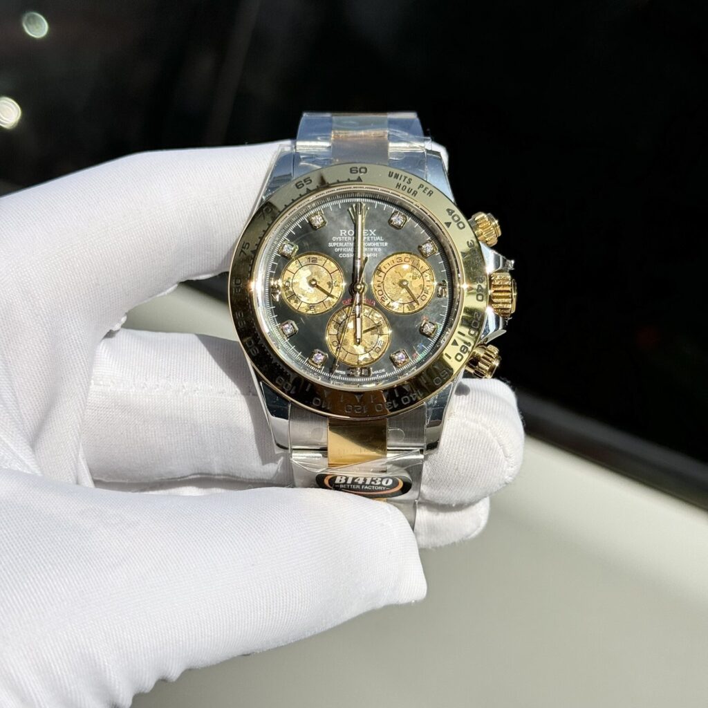 Rolex Daytona SS/YG Plated Dark MOP Dial With Diamonds 40mm Oyster Super Clone