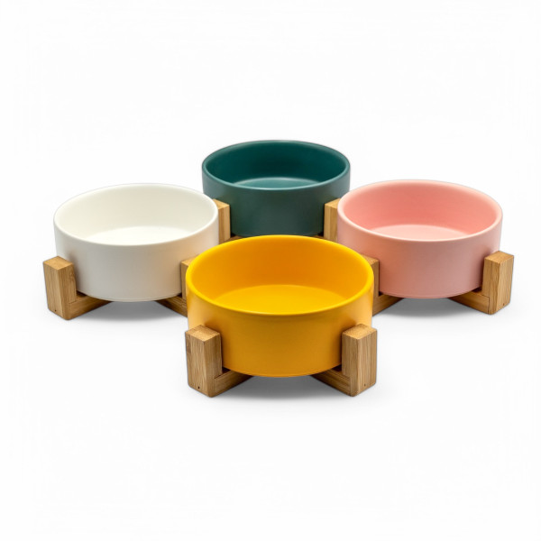 Miska dla psa kota ceramiczna miseczka ze stojakiem na wodę karmę podstawa