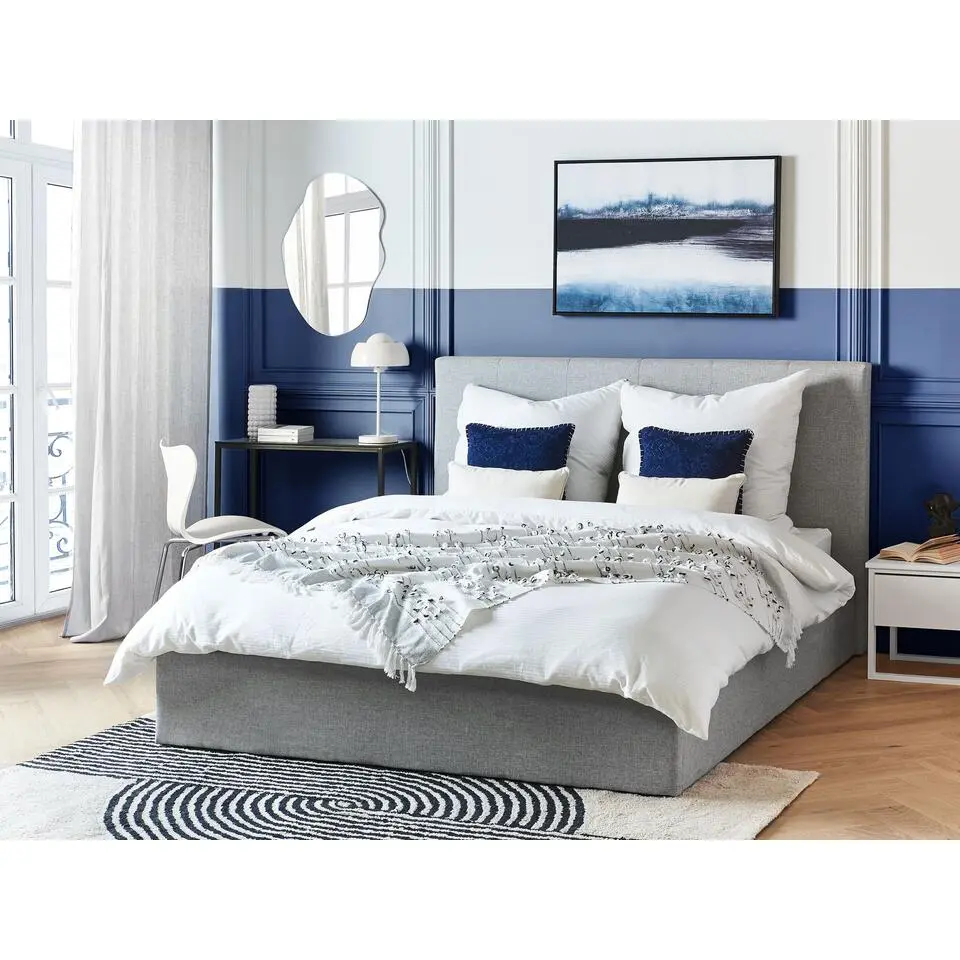 LORIENT - Bed met opbergruimte - Grijs - 160 x 200 cm - Polyester