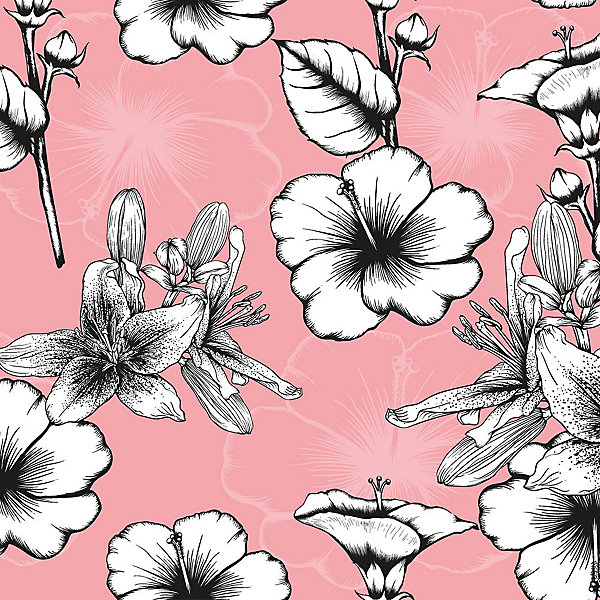 Crédence à coller Hibiscus Vintage 200 x 60 cm