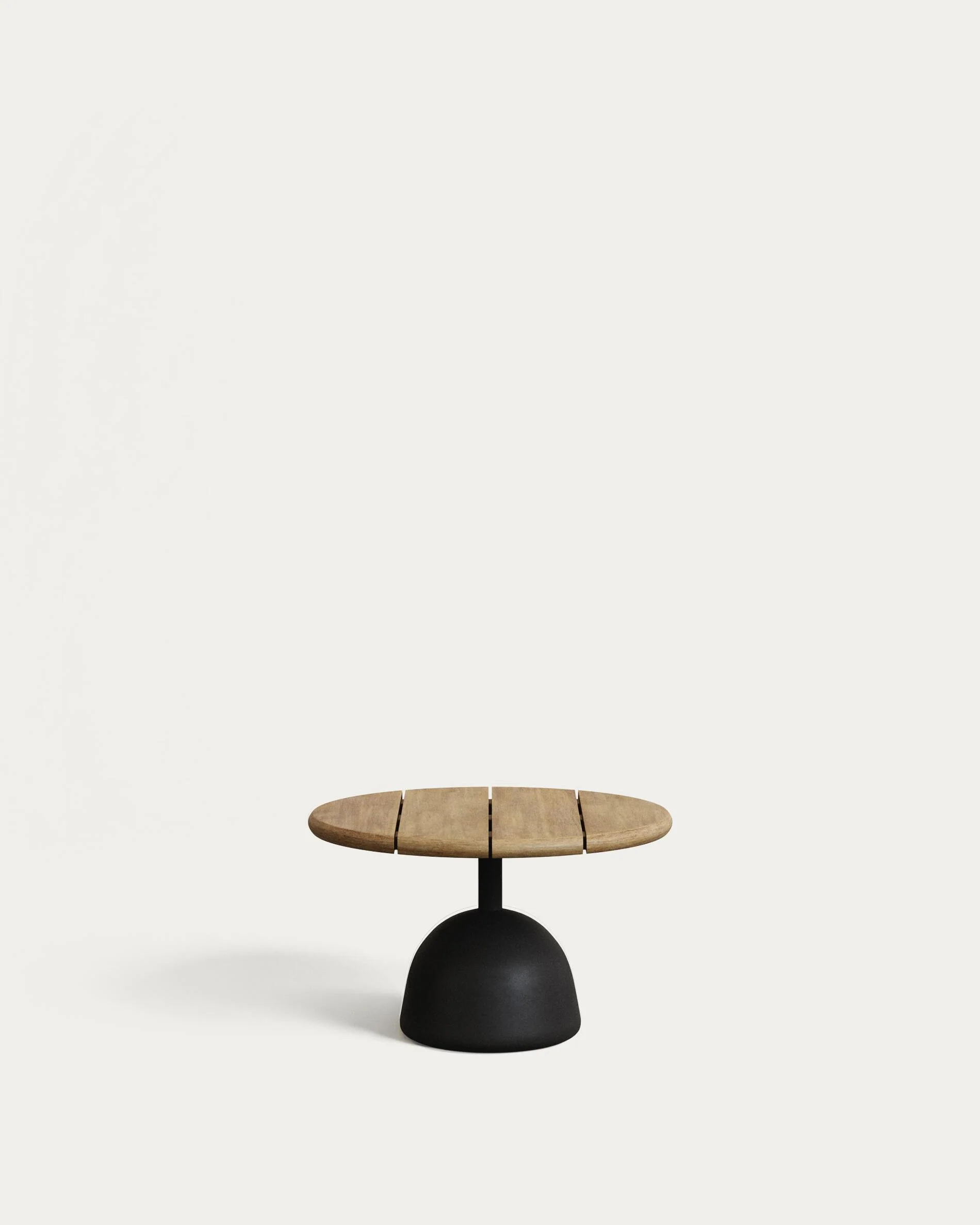 Saura coffee table with natural finish acacia top and black cement base Ø55x35cm