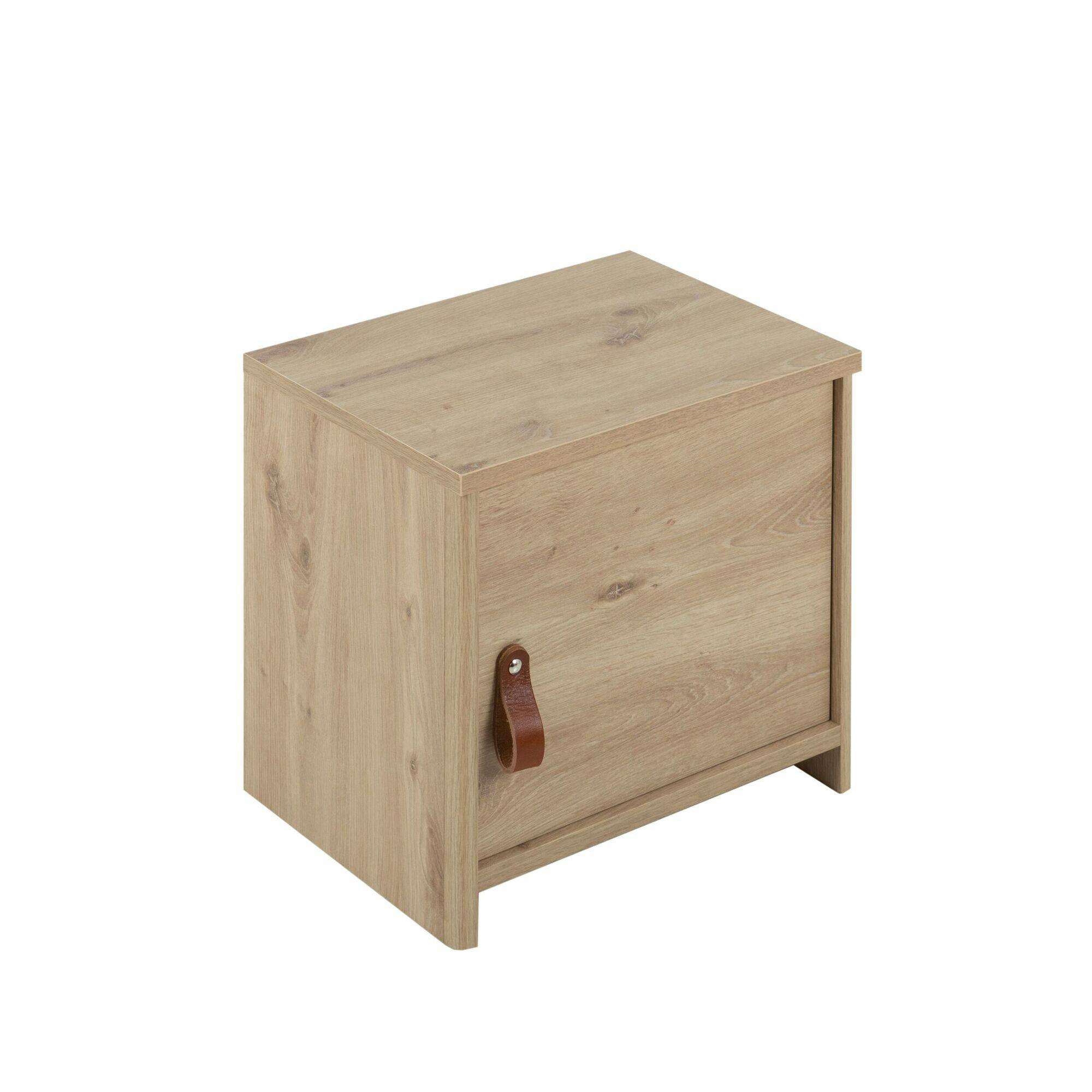 GAVIN - Table de chevet  enfant 1 porte effet chêne marron