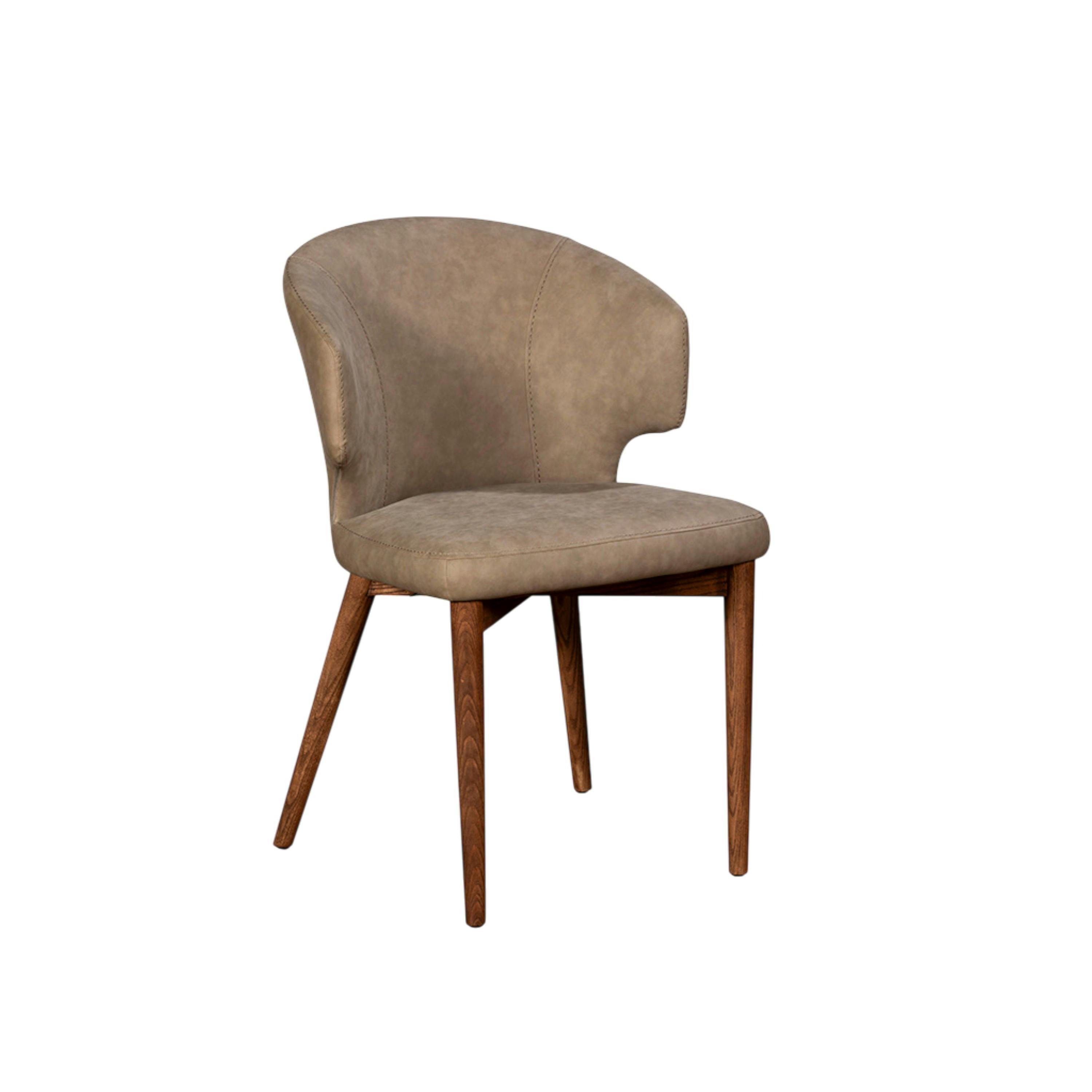 Chaise salle à manger taupe à pieds bois (lot de 2) KYOTO