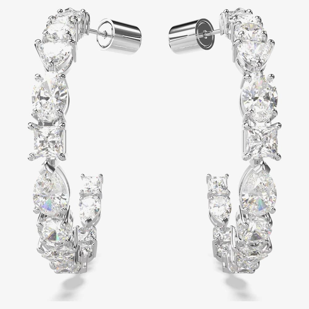 Swarovski Swarovski Mesmera White Mixed Cut Rhodium Plated Hoop Earrings 5672834