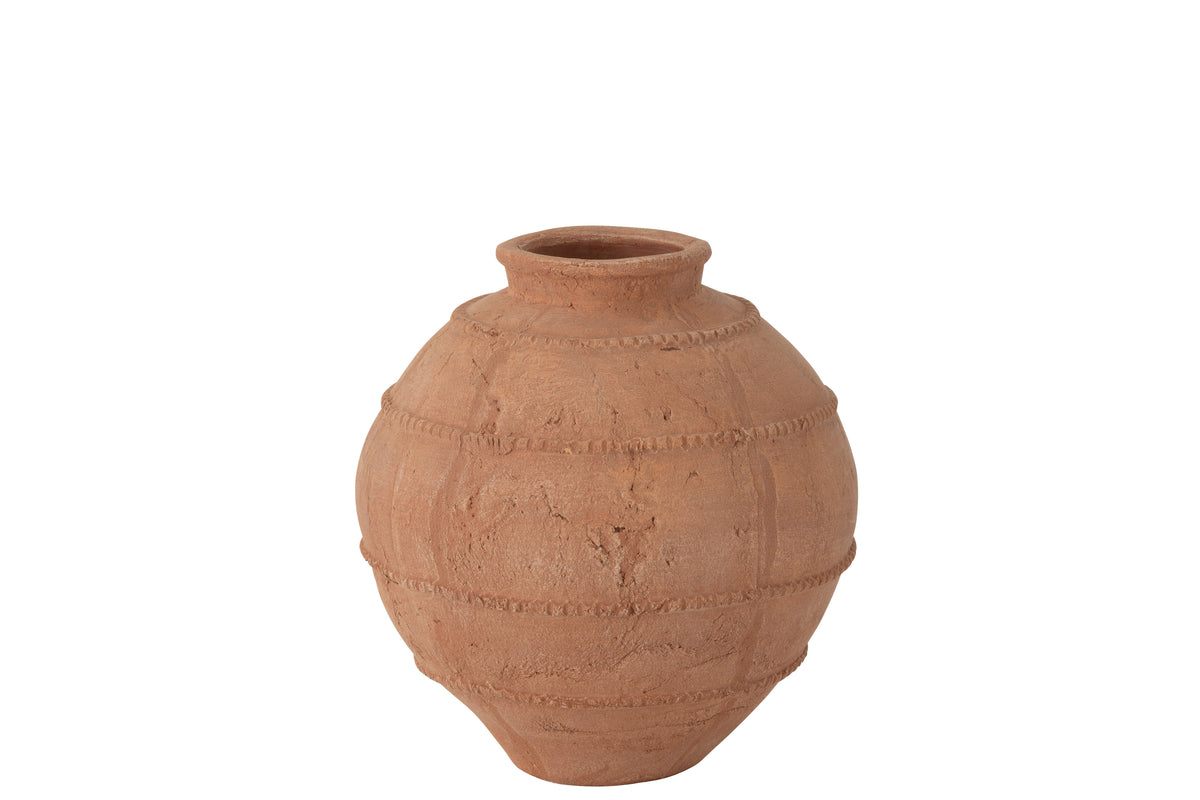 J-Line vaas Kaia Rond Terracotta - keramiek - bruin - Ø 26.5 cm