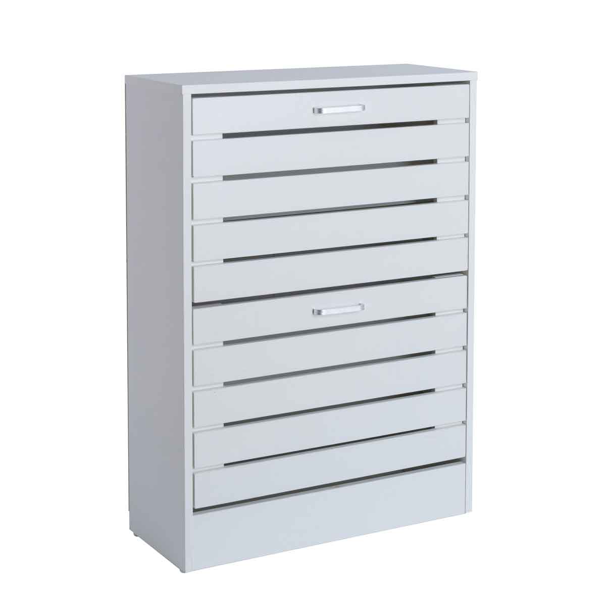 Sapateira Branco Ripado Com 2 Gavetas