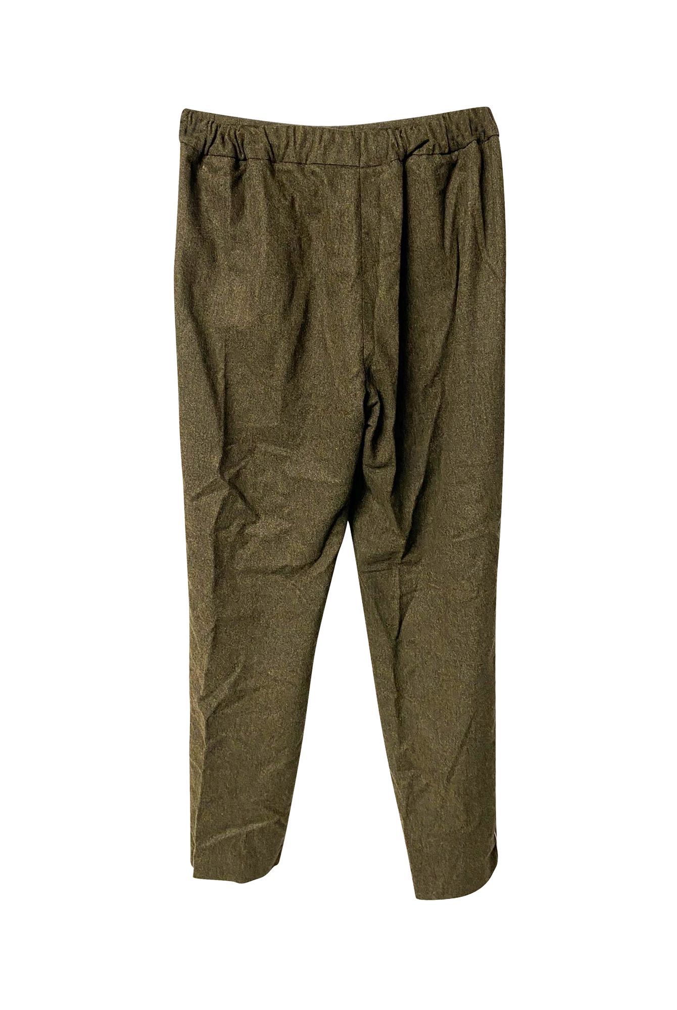 Fendi Preloved Tailored Pants with Side Stripe in Green Virgin Wool