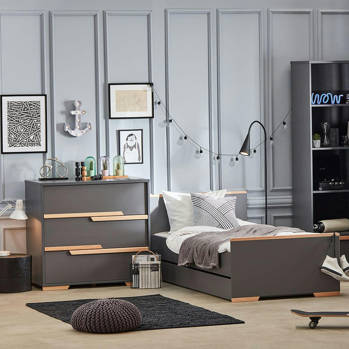 SNAP - Lit junior 90x200 gris naturel