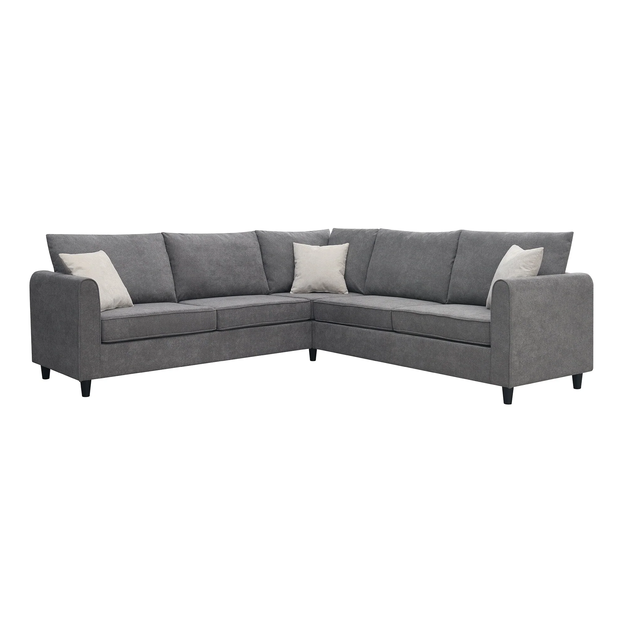 Modern 3 Piece Sectional Sofa with Wide Track Arms and Supportive Cushions for Family Living Rooms or Apartments