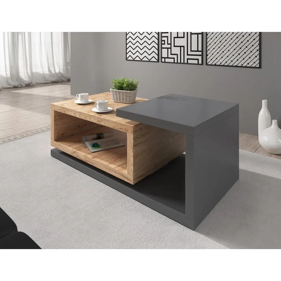 Meubella - Salontafel Bello - Eiken - Antraciet - 120 cm