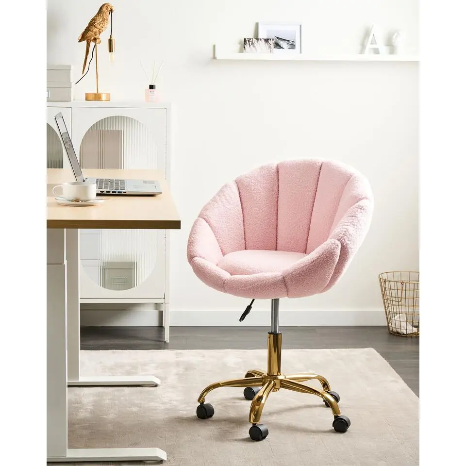ANNABELLE - Bureaustoel - Pastelroze - Boucl&eacute;