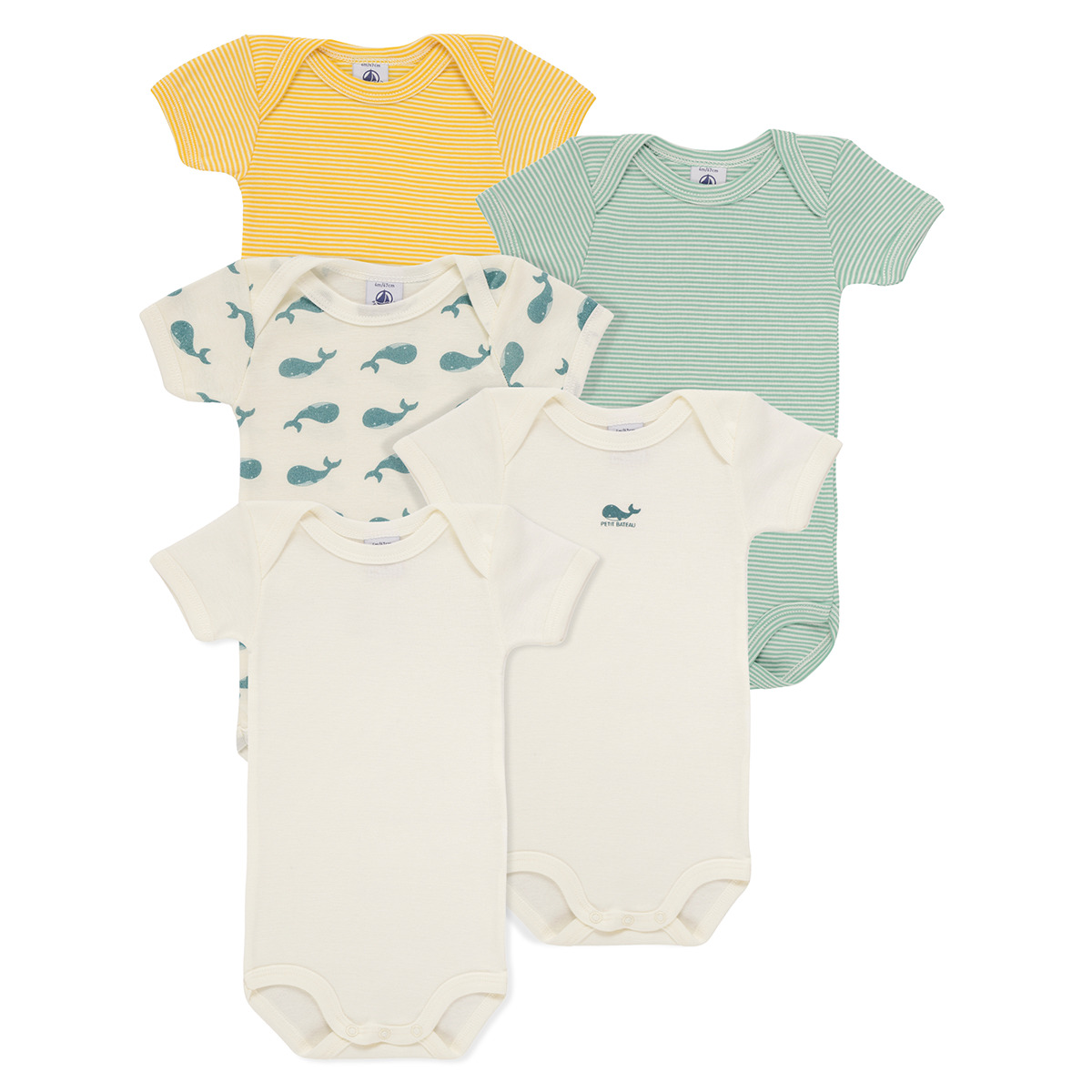 Petit Bateau - 5 BODIES US MC - Multicolour