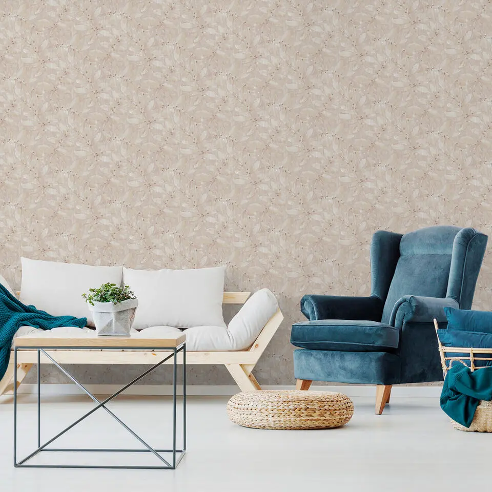Sanders & Sanders behang getekende bladeren beige - 53 cm x 10,05 m