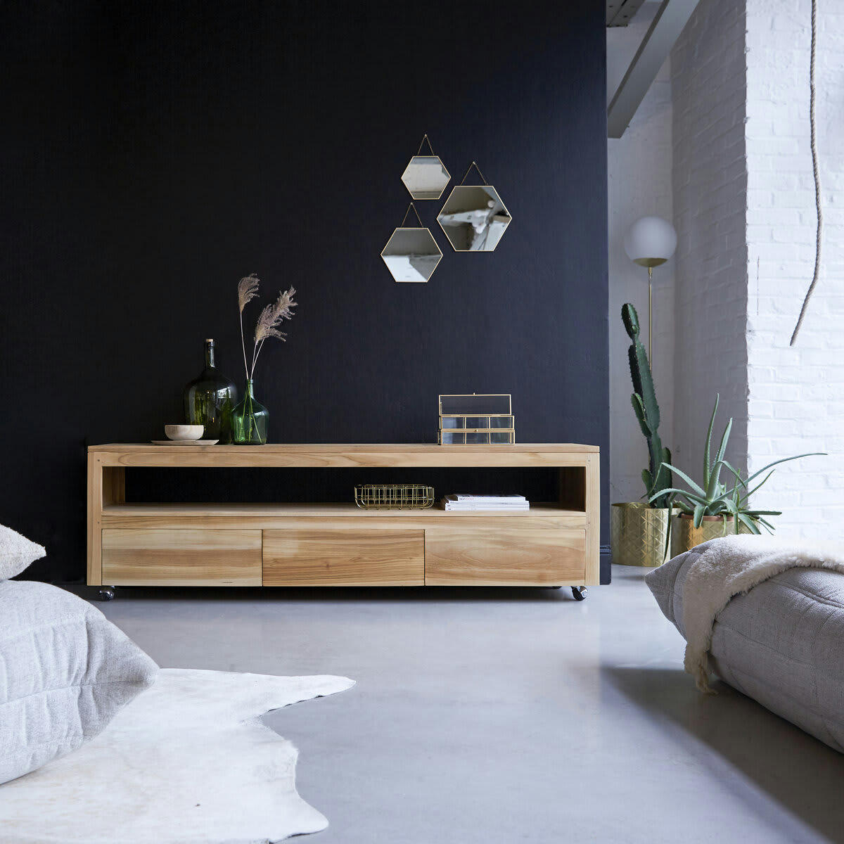 ANOA - Meuble TV en teck massif 180 cm