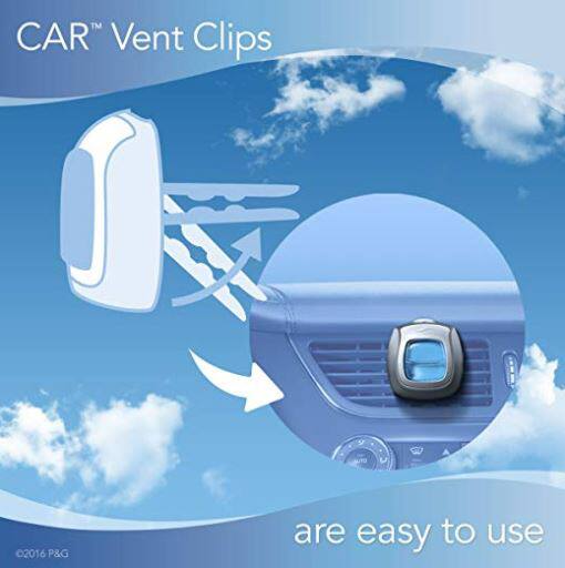 Febreze Car Odor-Fighting Air Freshener Vent Clips, Linen & Sky, 3 count