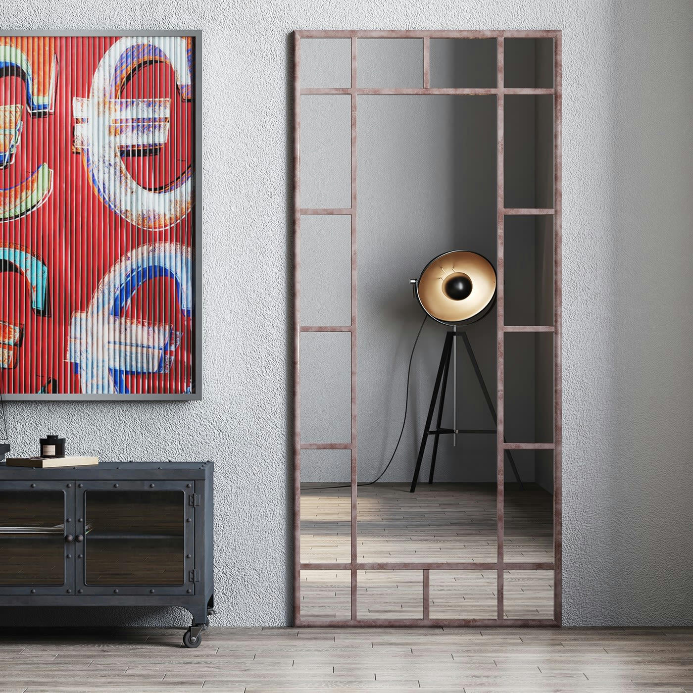 WINDOW - Miroir indus en métal 200x90