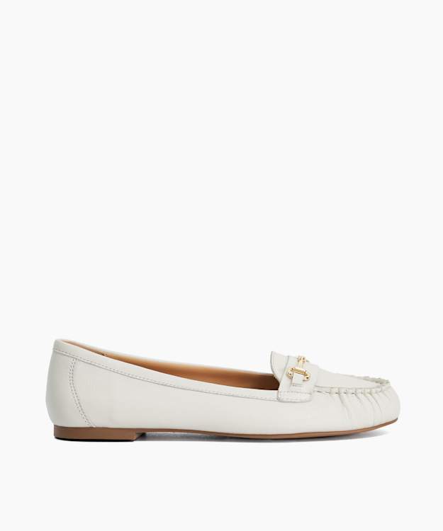 Guno White - Leather Ruched Toe Loafers